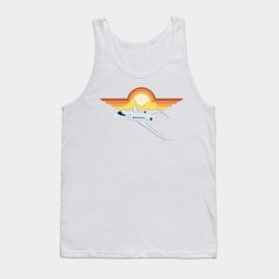 Bombardier Challenger 350 Jet Sunrise Pilot Wings Retro Aviation Tank Top